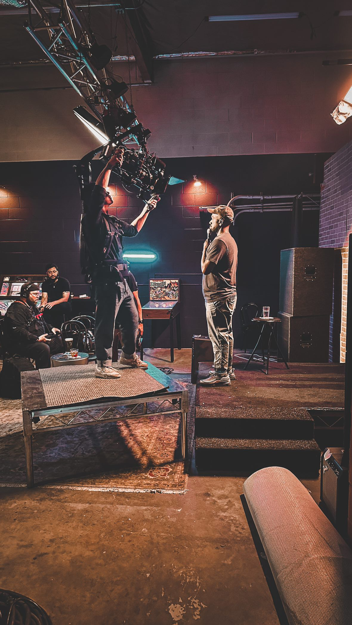 Sencere Tucker on stage during a shoot